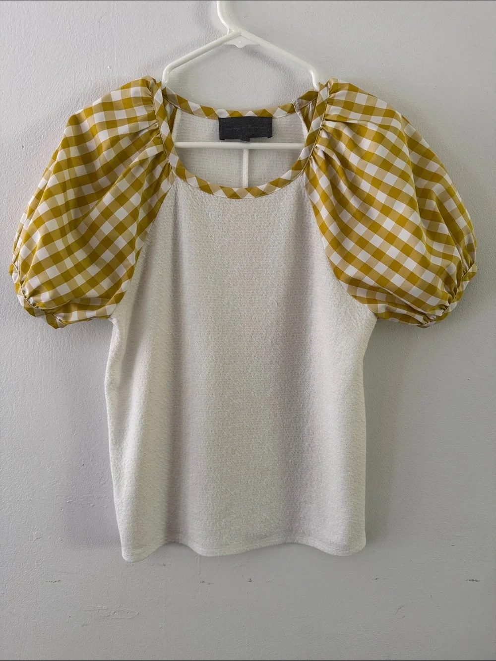 Anthropologie Sunday in Brooklyn Blair Yellow and White Top Sz XS